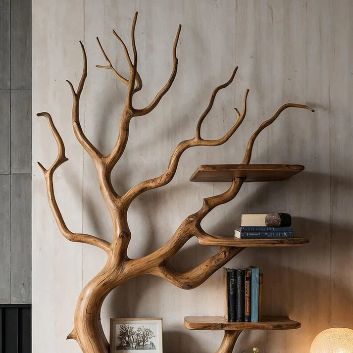 Tree Branch Wall Bookshelf - Natural Floating Wooden Tree Bookshelf