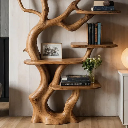 Tree Branch Wall Bookshelf - Natural Floating Wooden Tree Bookshelf