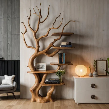 Tree Branch Wall Bookshelf - Natural Floating Wooden Tree Bookshelf