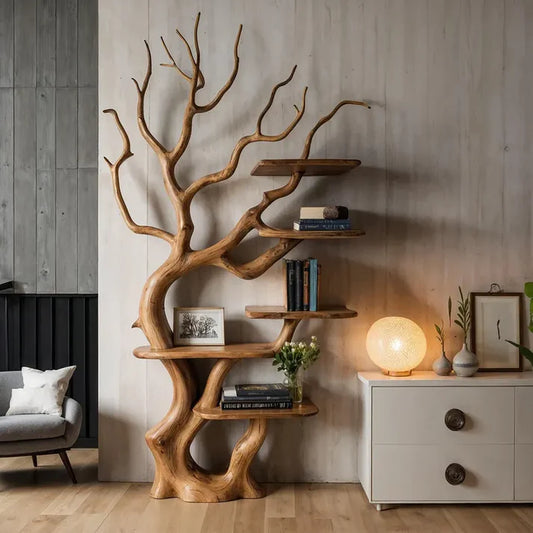 Tree Branch Wall Bookshelf - Natural Floating Wooden Tree Bookshelf