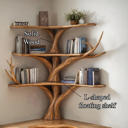 Tree Bookshelf With Corner Bench L-shaped Bench Driftwood Branch